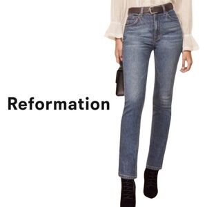 Reformation Liza High Rise Straight Jeans Laguna Mid Blue Wash - Size 25